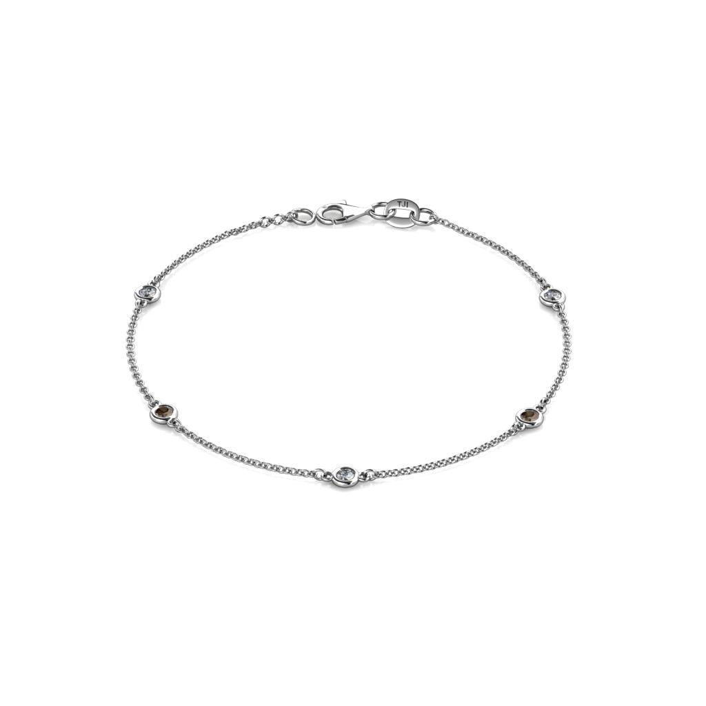 Aizza (5 Stn/2.7mm) Petite Smoky Quartz and Diamond Station Bracelet 