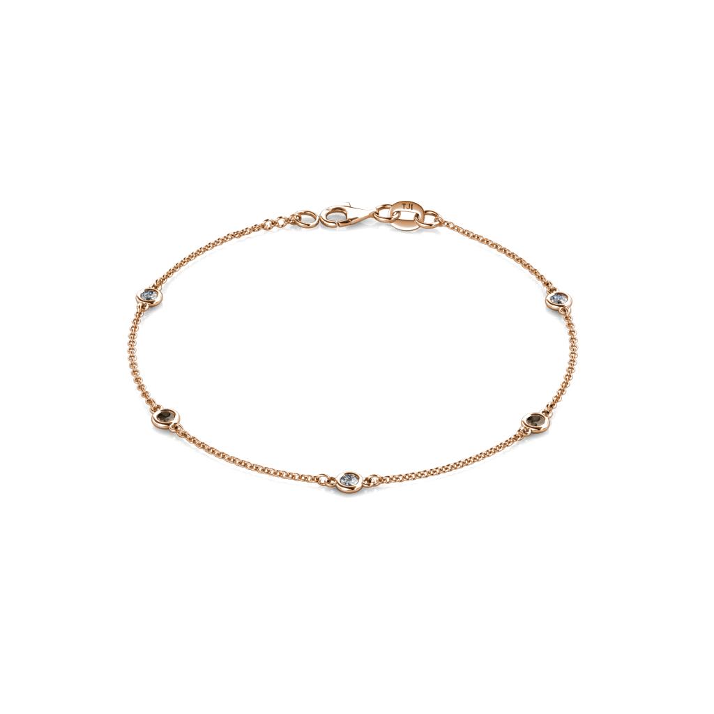 Aizza (5 Stn/2.7mm) Petite Smoky Quartz and Diamond Station Bracelet 