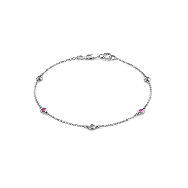 Aizza (5 Stn/2.7mm) Petite Pink Sapphire and Lab Grown Diamond Station Bracelet 