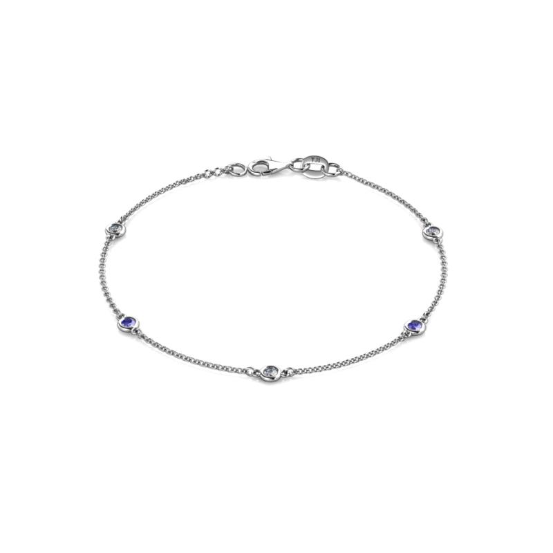Aizza (5 Stn/2.7mm) Petite Tanzanite and Lab Grown Diamond Station Bracelet 