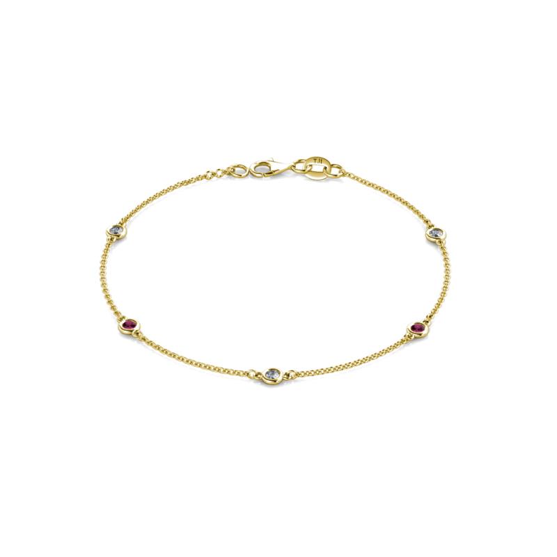 Aizza (5 Stn/2.7mm) Petite Ruby and Lab Grown Diamond Station Bracelet 