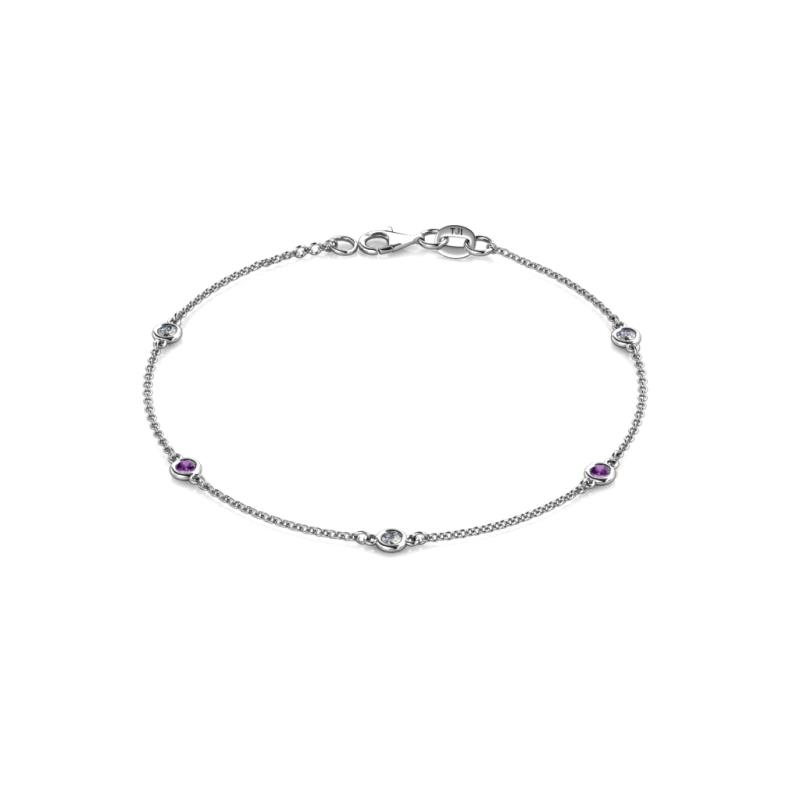Aizza (5 Stn/2.7mm) Petite Amethyst and Lab Grown Diamond Station Bracelet 