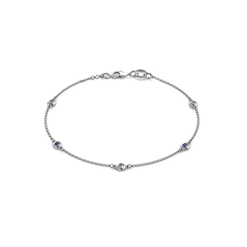 Aizza (5 Stn/2.7mm) Petite Iolite and Lab Grown Diamond Station Bracelet 