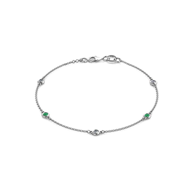 Aizza (5 Stn/2.7mm) Petite Emerald and Lab Grown Diamond Station Bracelet 