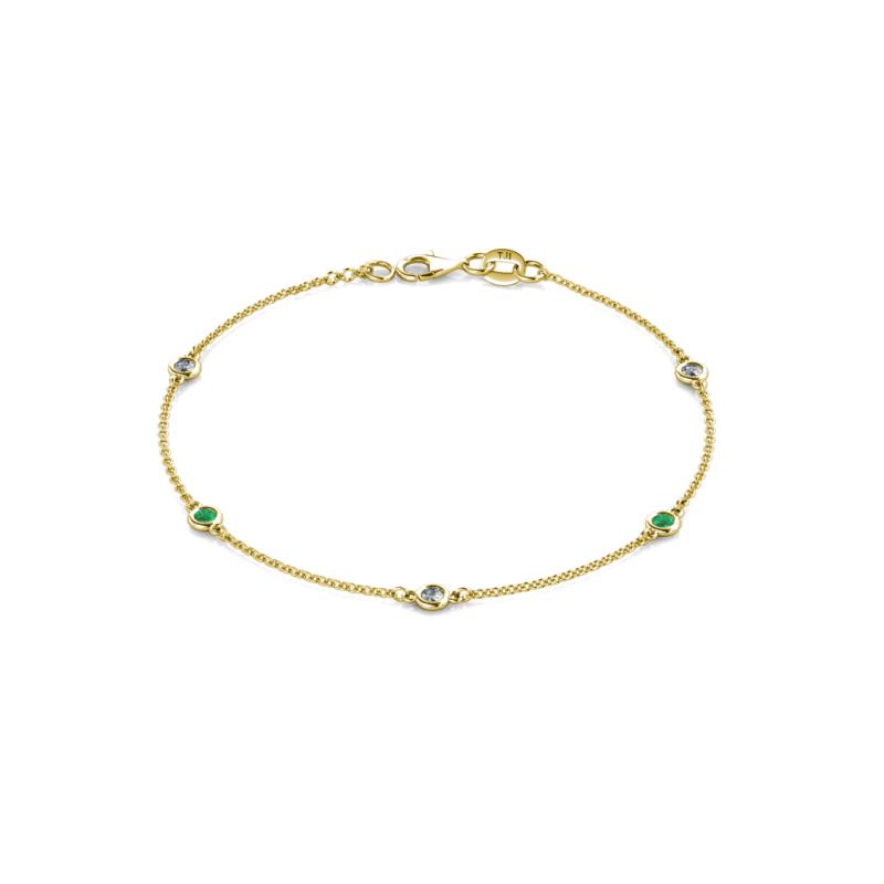 Aizza (5 Stn/2.7mm) Petite Emerald and Lab Grown Diamond Station Bracelet 