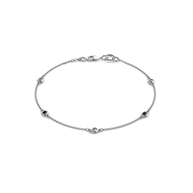 Aizza (5 Stn/2.7mm) Petite Black Diamond and Lab Grown Diamond Station Bracelet 