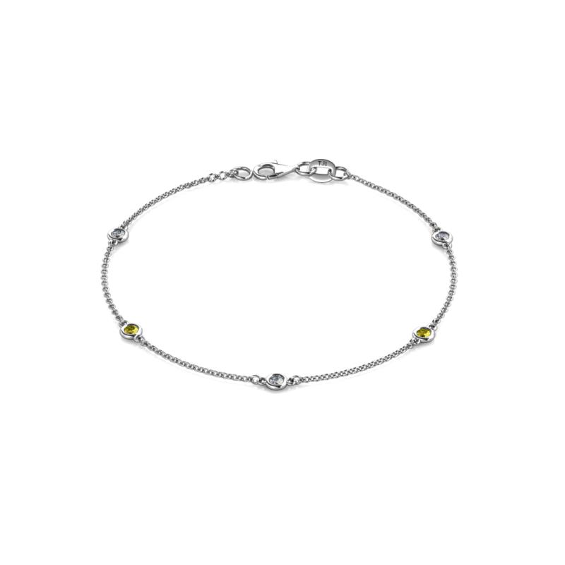 Aizza (5 Stn/2.7mm) Petite Yellow Diamond and Lab Grown Diamond Station Bracelet 