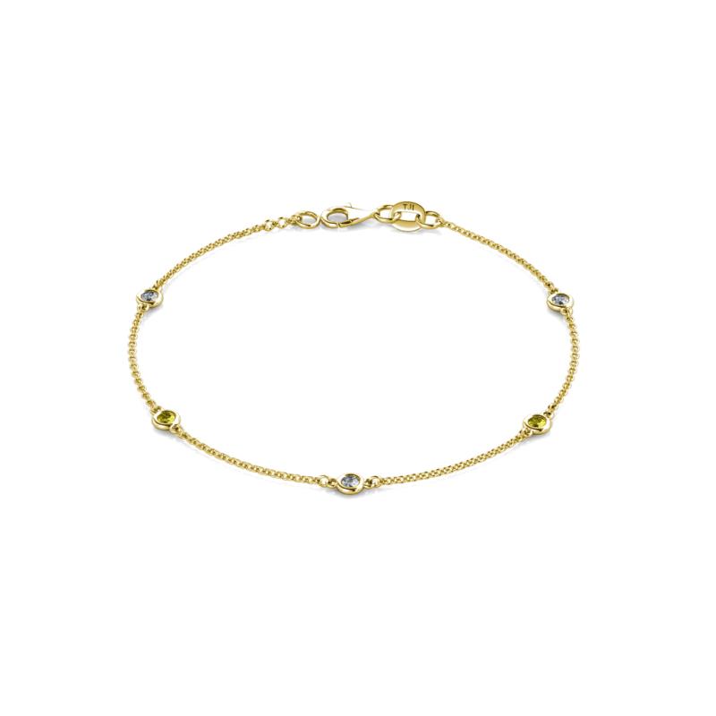 Aizza (5 Stn/2.7mm) Petite Yellow Diamond and Lab Grown Diamond Station Bracelet 