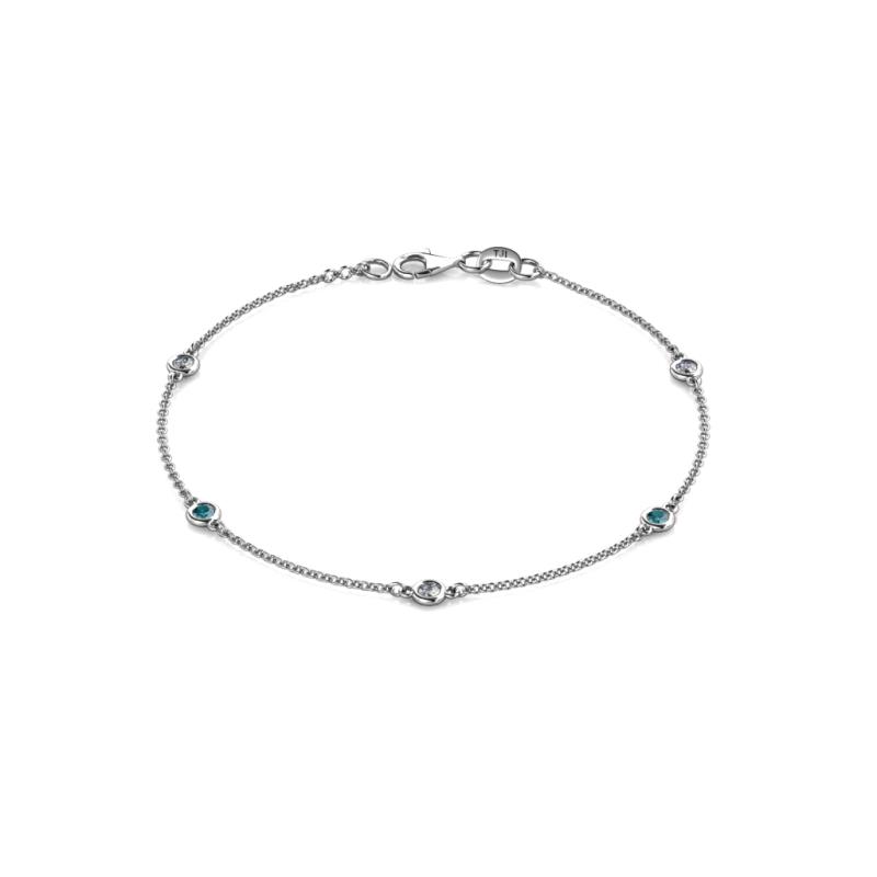 Aizza (5 Stn/2.7mm) Petite London Blue Topaz and Lab Grown Diamond Station Bracelet 