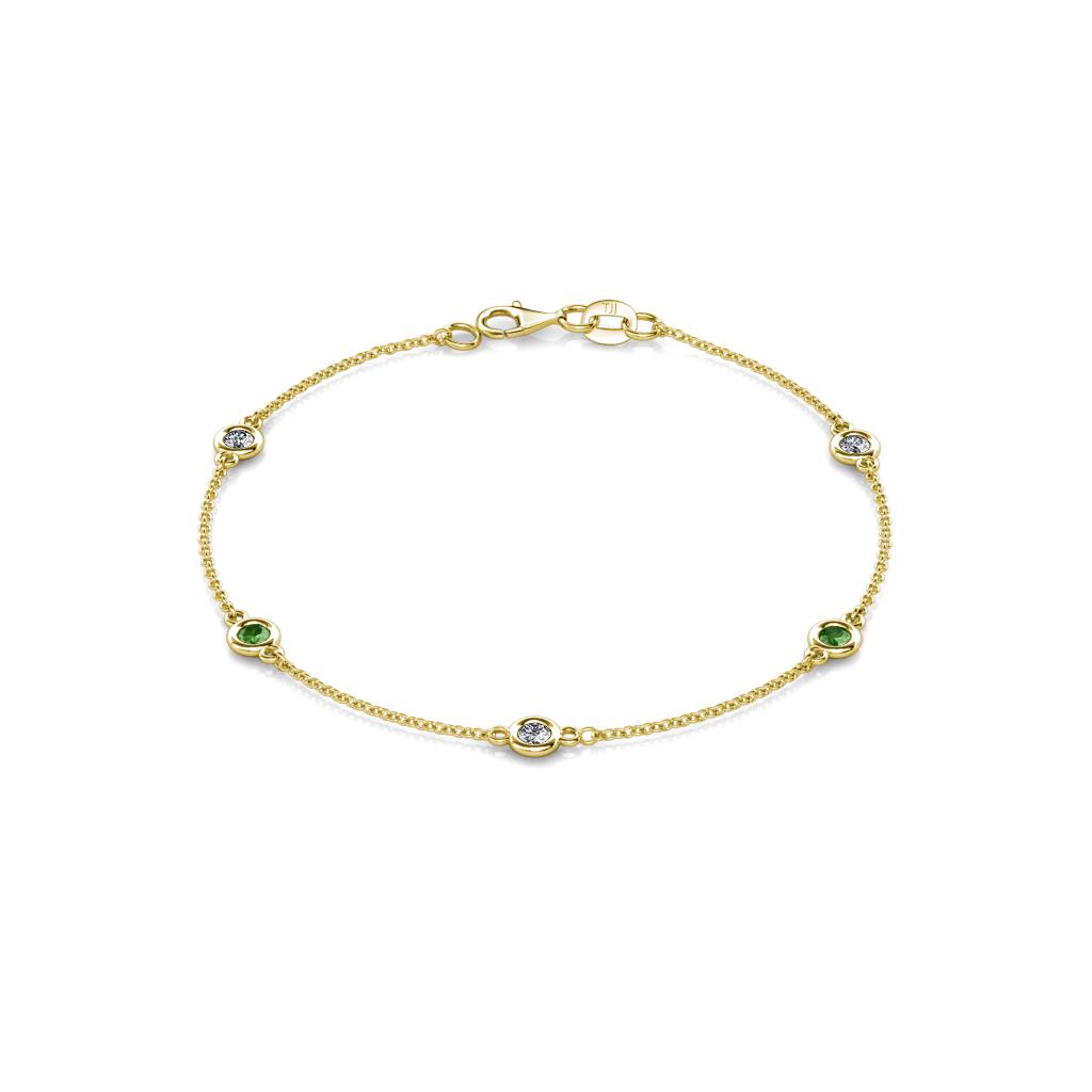 Aizza (5 Stn/3mm) Petite Green Garnet and Diamond Station Bracelet 
