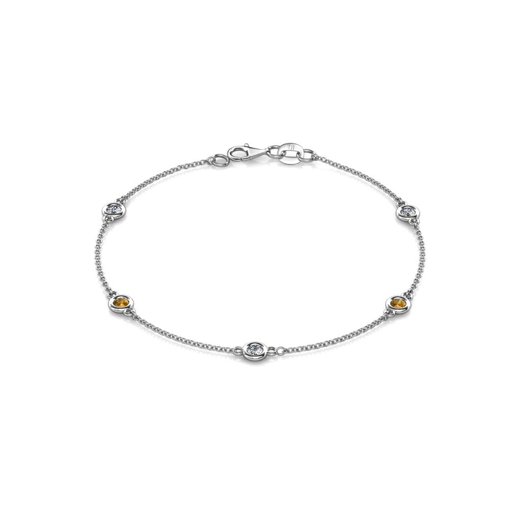 Aizza (5 Stn/3mm) Petite Citrine and Diamond Station Bracelet 