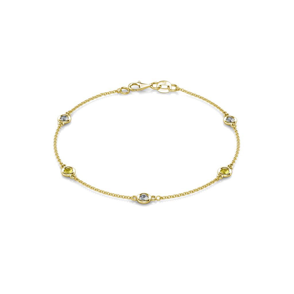 Aizza (5 Stn/3mm) Petite Yellow Sapphire and Diamond Station Bracelet 