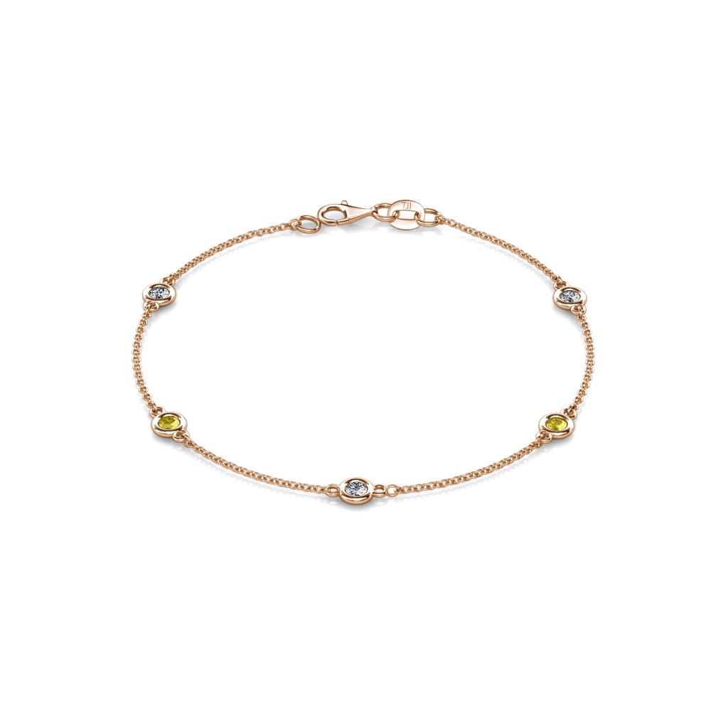 Aizza (5 Stn/3mm) Petite Yellow Sapphire and Diamond Station Bracelet 