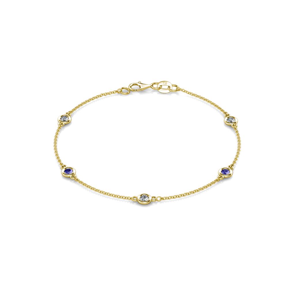 Aizza (5 Stn/3mm) Petite Tanzanite and Lab Grown Diamond Station Bracelet 
