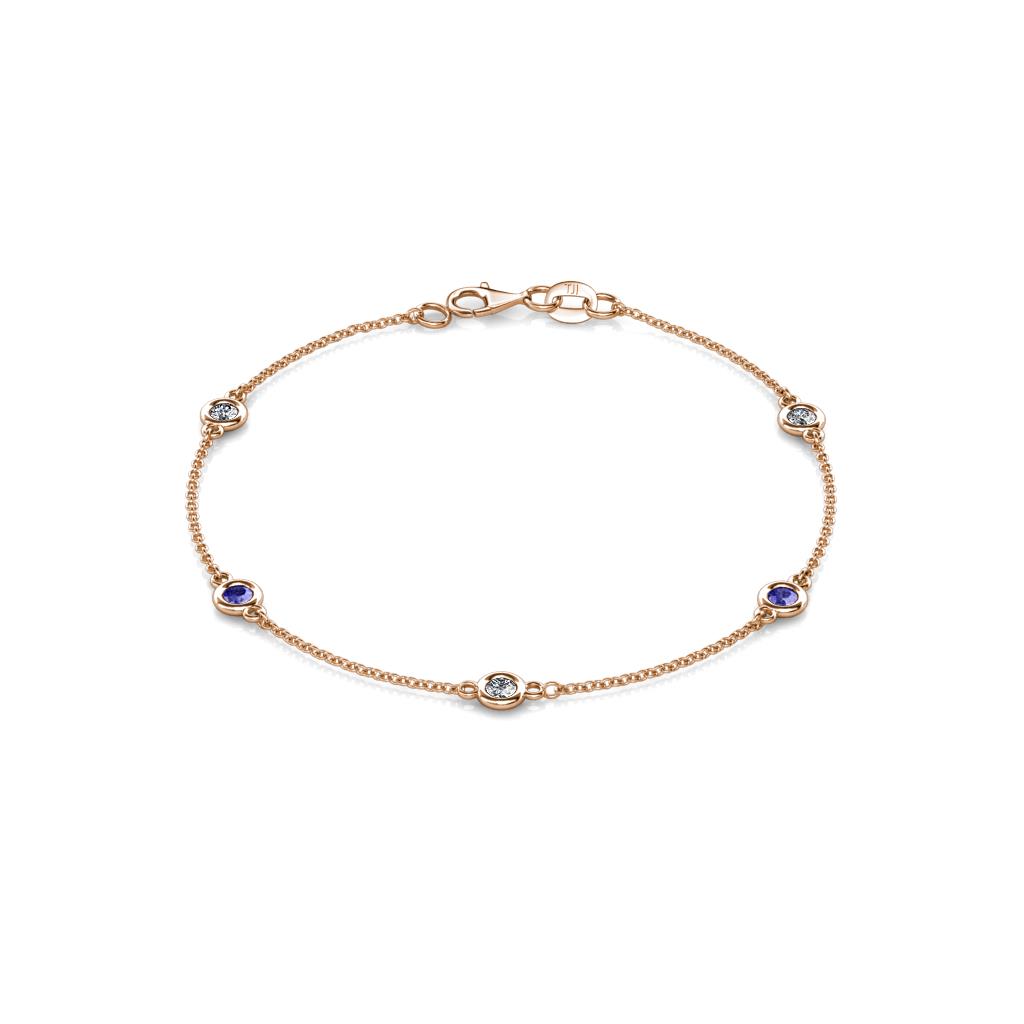 Aizza (5 Stn/3mm) Petite Tanzanite and Lab Grown Diamond Station Bracelet 