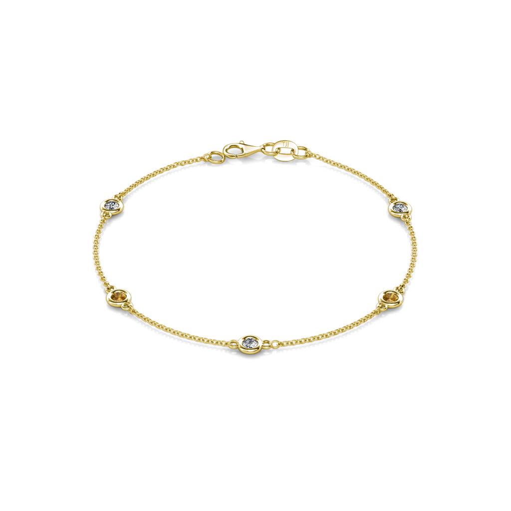 Aizza (5 Stn/3mm) Petite Citrine and Lab Grown Diamond Station Bracelet 