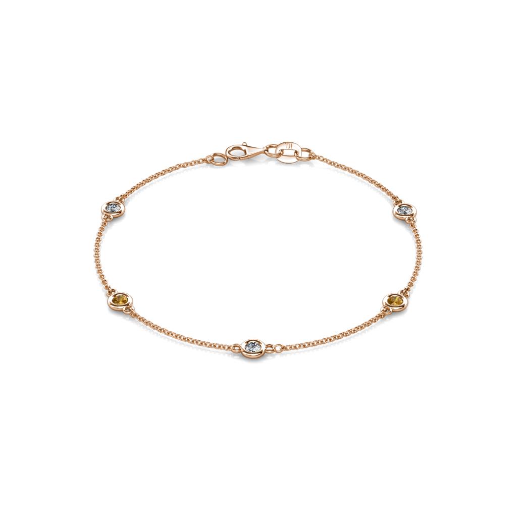 Aizza (5 Stn/3mm) Petite Citrine and Lab Grown Diamond Station Bracelet 
