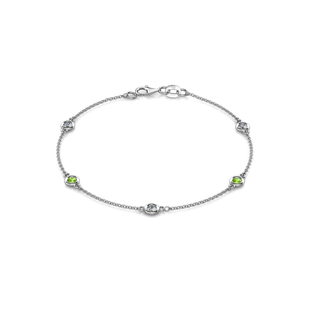 Aizza (5 Stn/3mm) Petite Peridot and Lab Grown Diamond Station Bracelet 