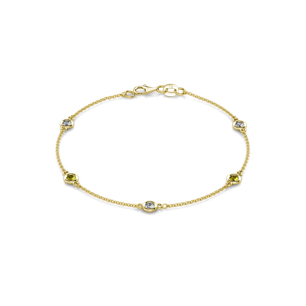 Aizza (5 Stn/3mm) Petite Yellow Diamond and White Lab Grown Diamond Station Bracelet 