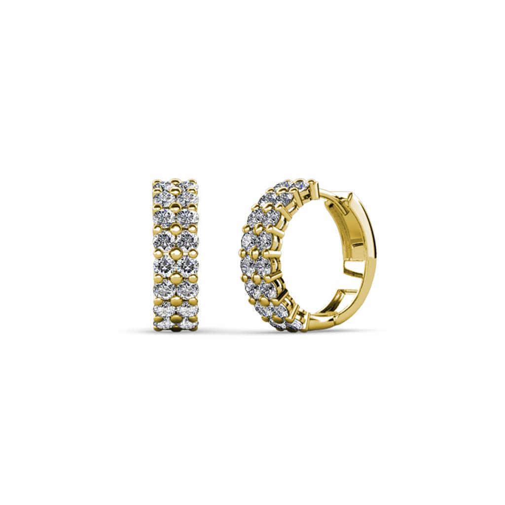 Candice 1.70 mm Petite Diamond Double Row Hoop Earrings 