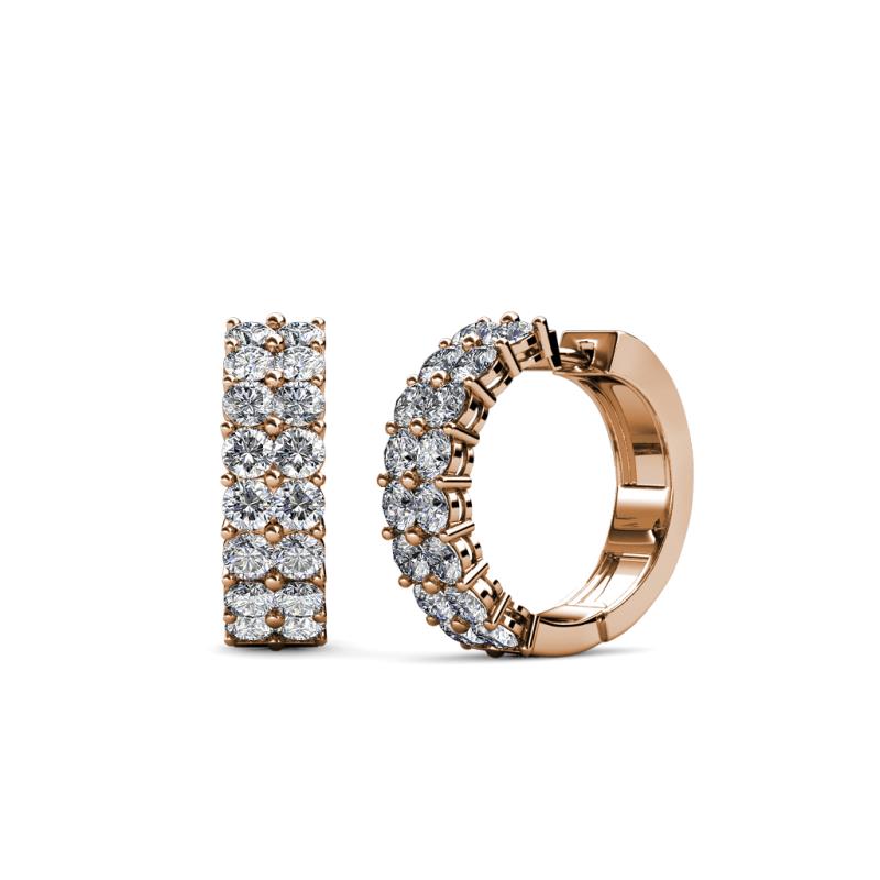 Candice 1.70 mm Petite Diamond Double Row Hoop Earrings 