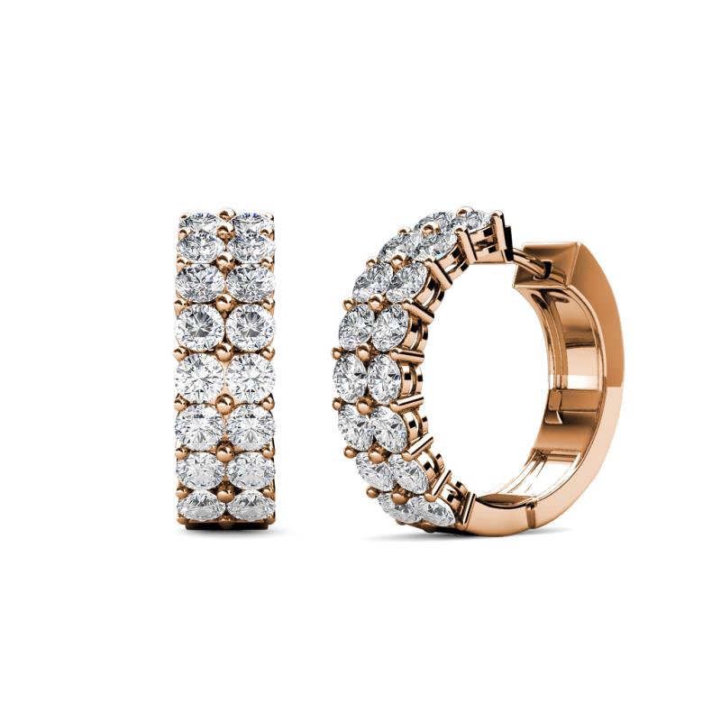Candice 2.10 mm Diamond Double Row Hoop Earrings 
