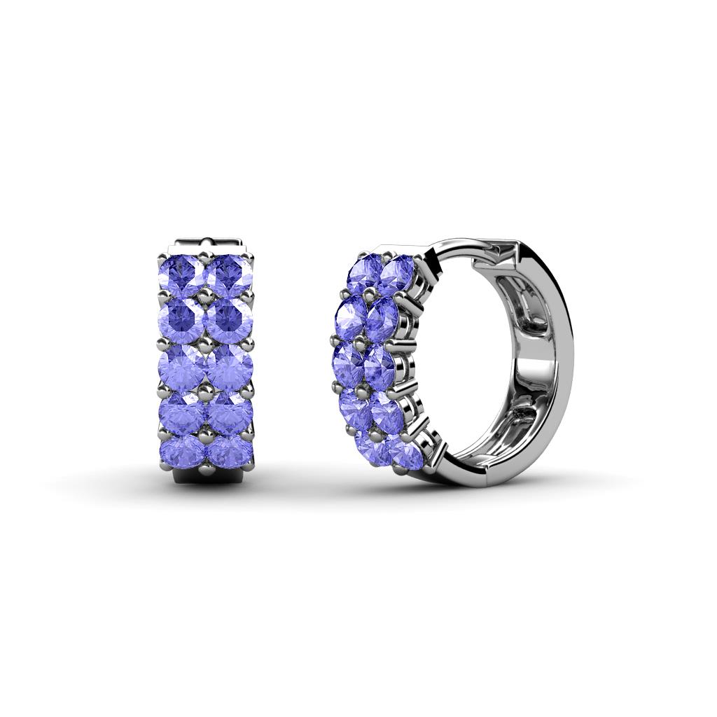 Candice 2.00 mm Petite Tanzanite Double Row Hoop Earrings 