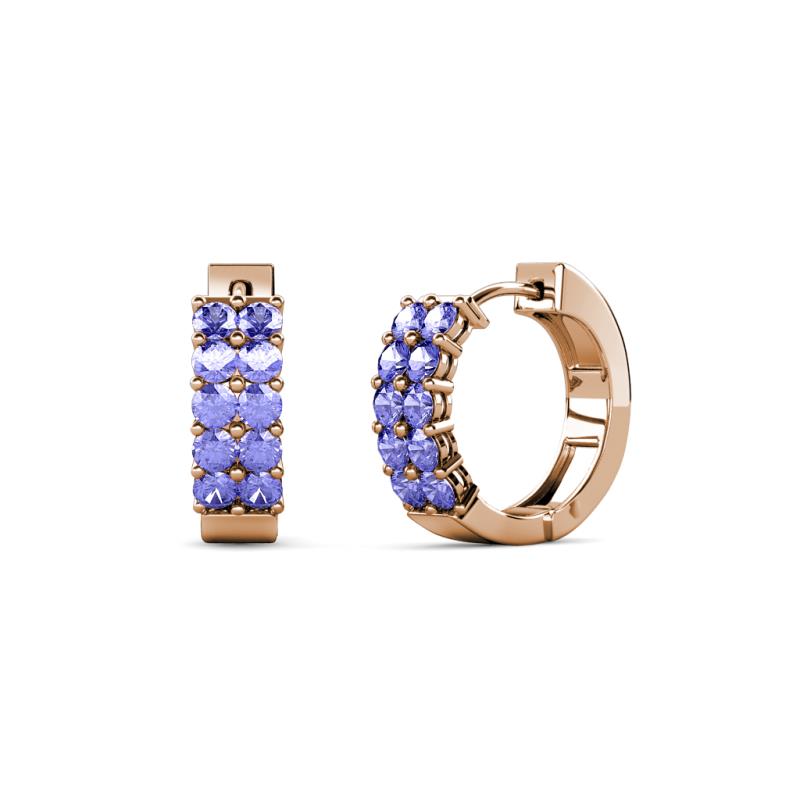 Candice 2.00 mm Petite Tanzanite Double Row Hoop Earrings 