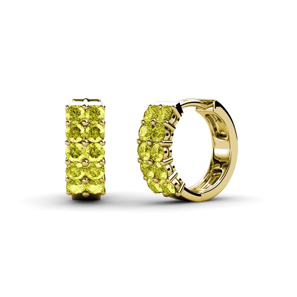 Candice 2.00 mm Petite Yellow Diamond Double Row Hoop Earrings 