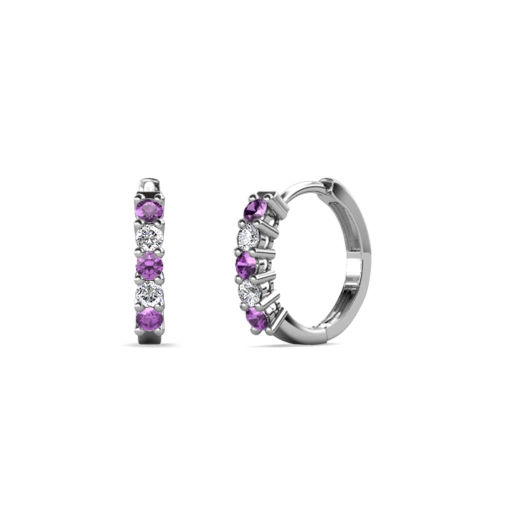 Aricia Petite Amethyst and Diamond Huggie Earrings 