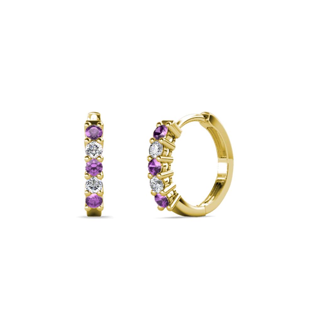 Aricia Petite Amethyst and Diamond Huggie Earrings 