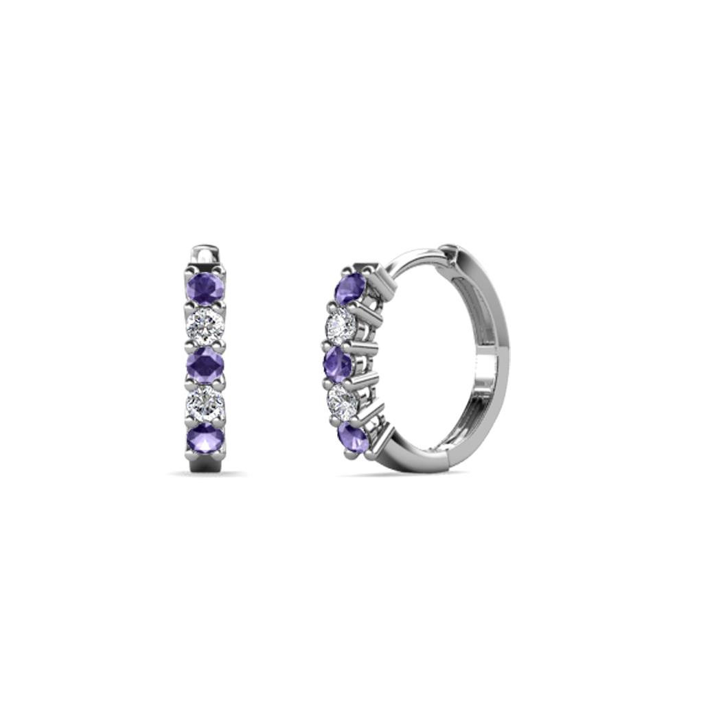 Aricia Petite Iolite and Diamond Hoop Earrings 