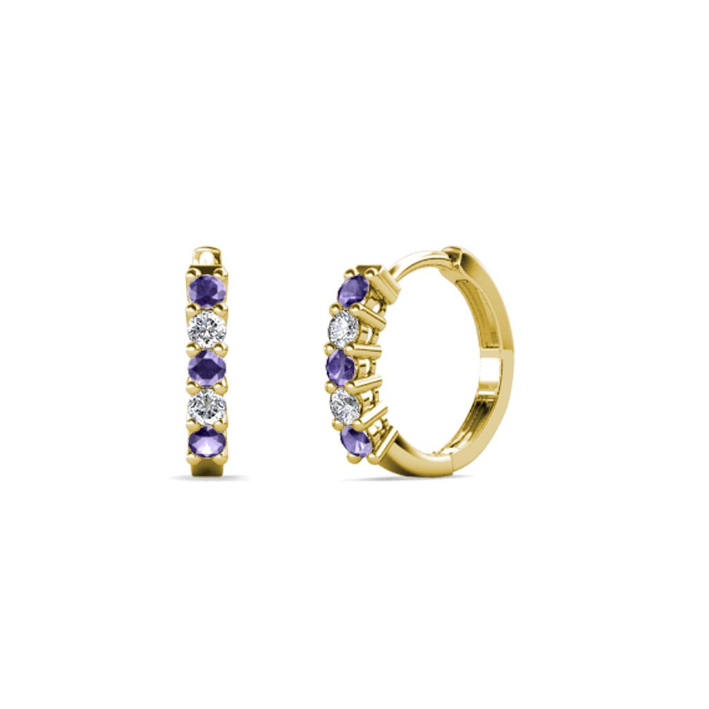 Aricia Petite Iolite and Diamond Hoop Earrings 