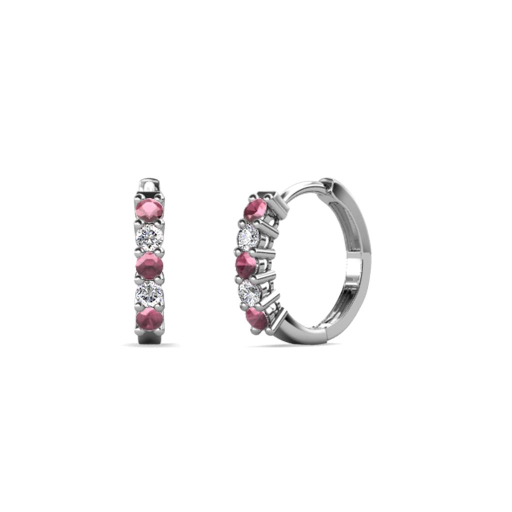 Aricia Petite Rhodolite Garnet and Diamond Hoop Earrings 