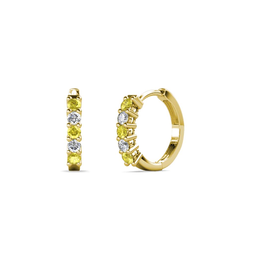 Aricia Petite Yellow Sapphire and Diamond Hoop Earrings 