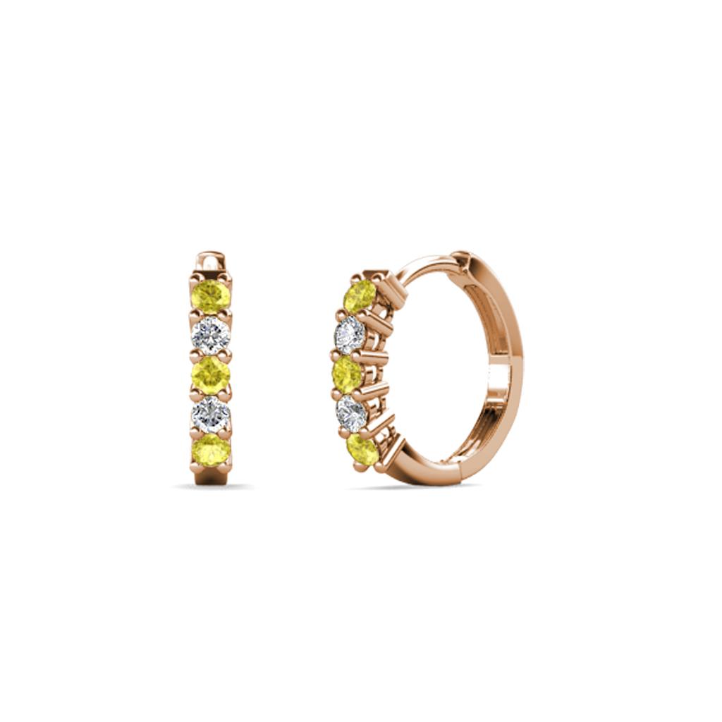 Aricia Petite Yellow Sapphire and Diamond Hoop Earrings 