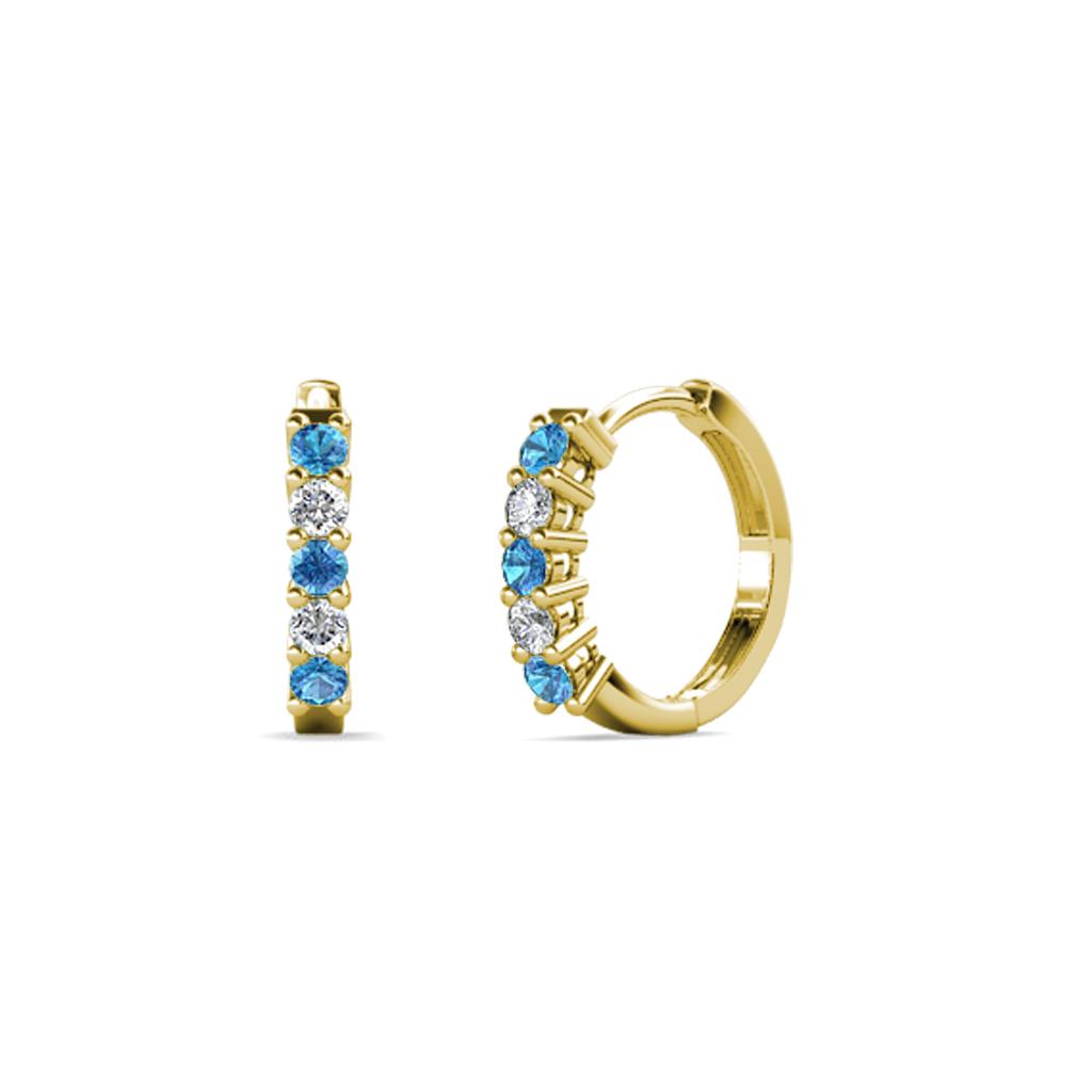 Aricia Petite Blue Topaz and Lab Grown Diamond Hoop Earrings 