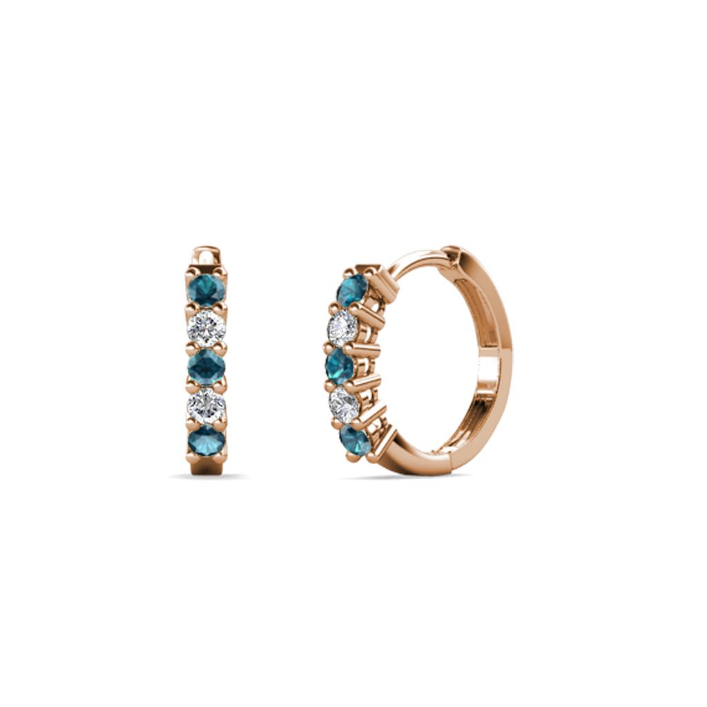 Aricia Petite London Blue Topaz and Lab Grown Diamond Hoop Earrings 
