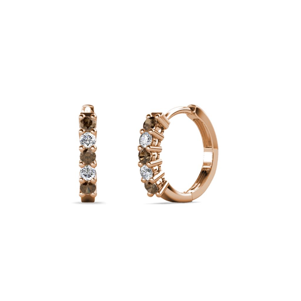 Aricia Petite Smoky Quartz and Lab Grown Diamond Hoop Earrings 