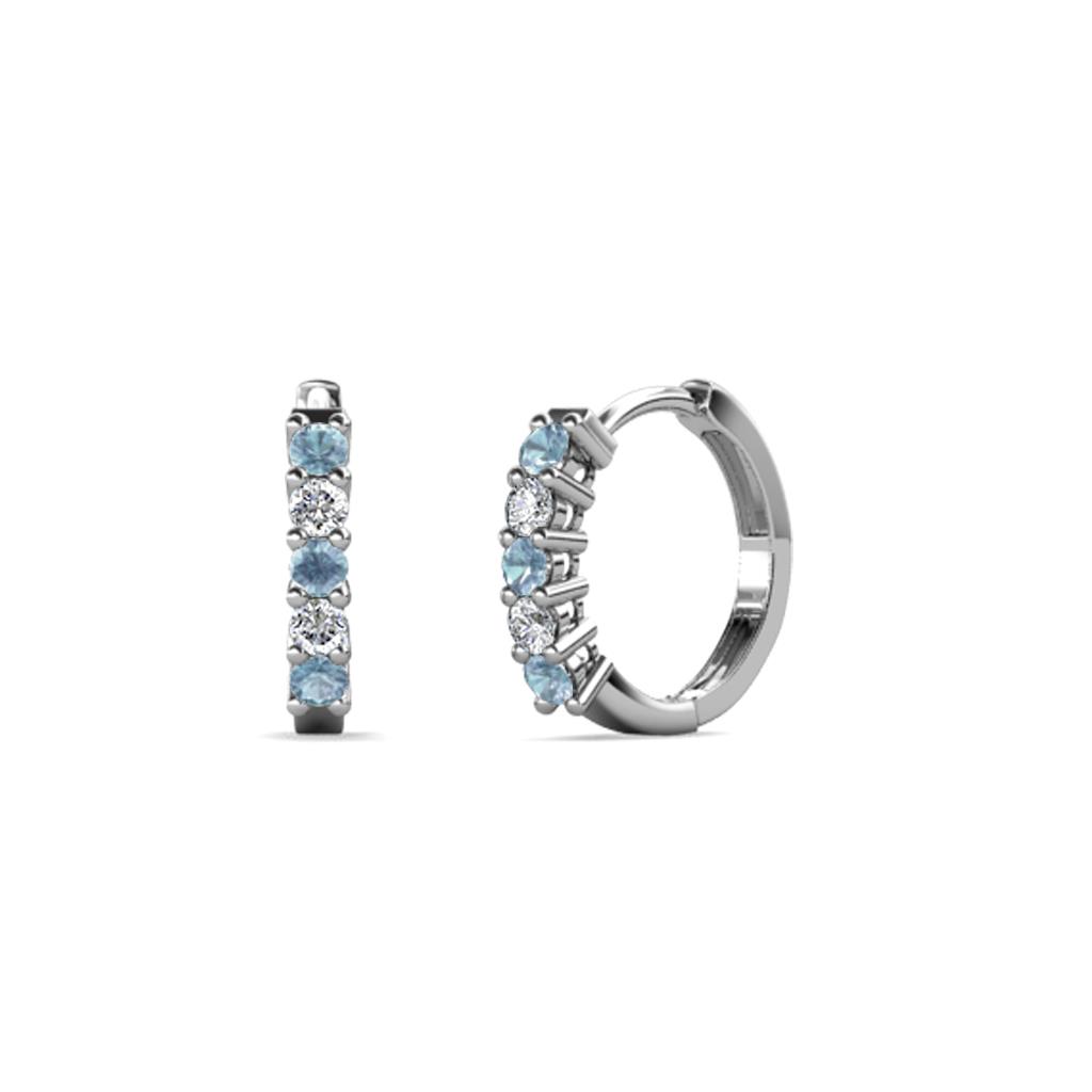 Aricia Petite Aquamarine and Lab Grown Diamond Hoop Earrings 