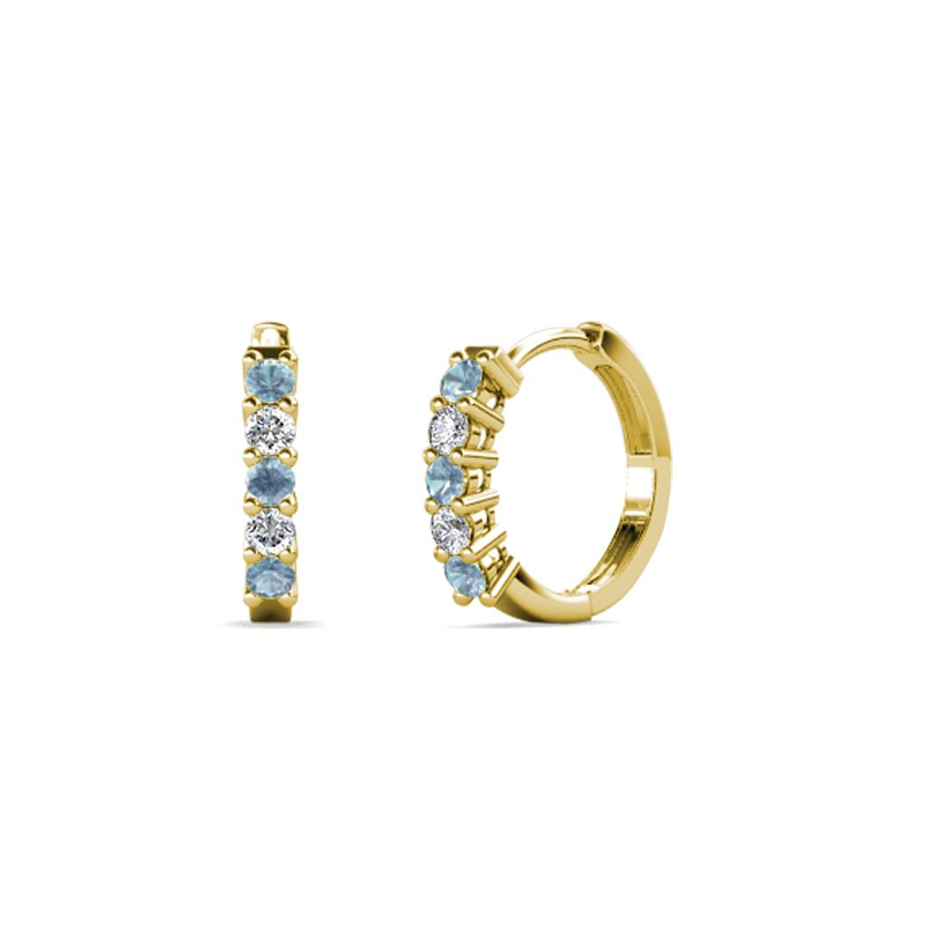 Aricia Petite Aquamarine and Lab Grown Diamond Hoop Earrings 