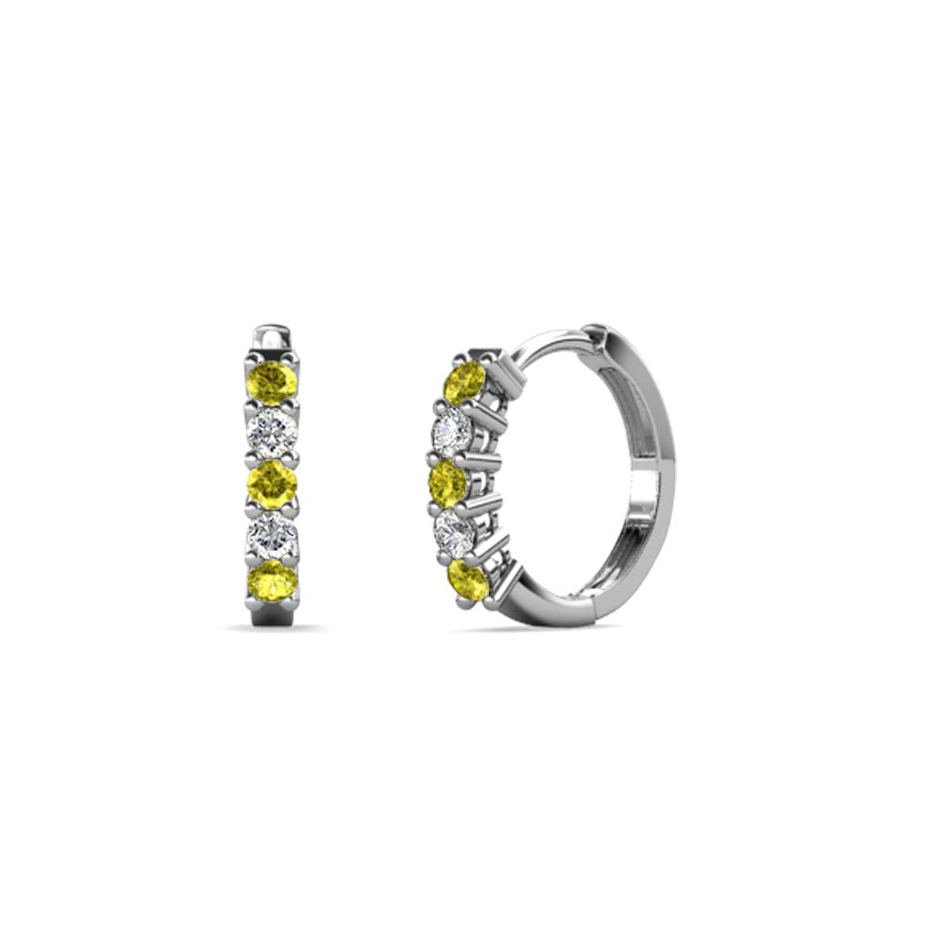 Aricia Petite Yellow and White Lab Grown Diamond Hoop Earrings 