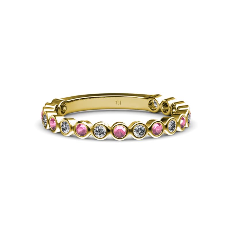 Ashlyn 1.80 mm Pink Tourmaline and Diamond 3/4 Eternity Band 