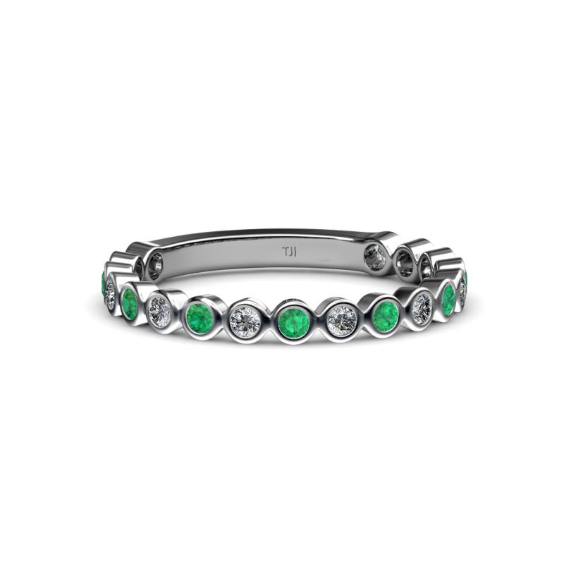 Ashlyn 1.80 mm Emerald and Lab Grown Diamond 3/4 Eternity Band 