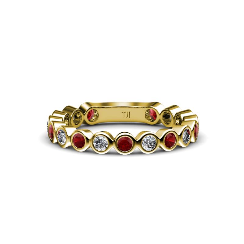Ashlyn 2.30 mm Red Garnet and Lab Grown Diamond 3/4 Eternity Band 