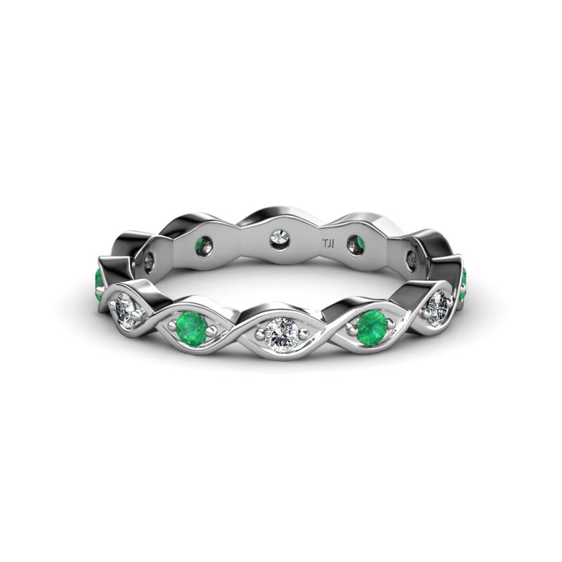 Breanna 1.70 mm Emerald and Lab Grown Diamond Eternity Band 