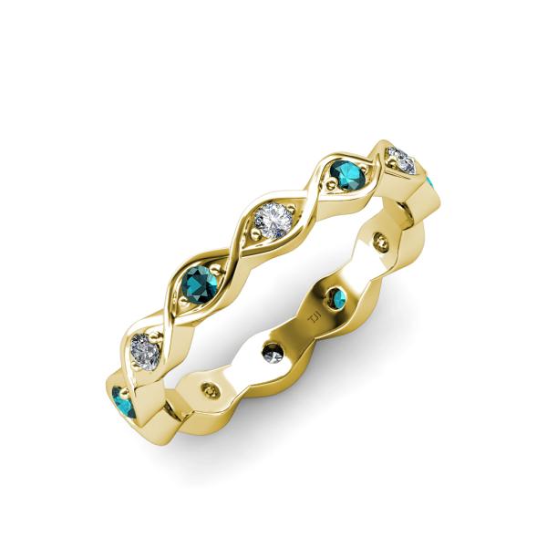 Breanna 2.20 mm London Blue Topaz and Diamond Eternity Band 