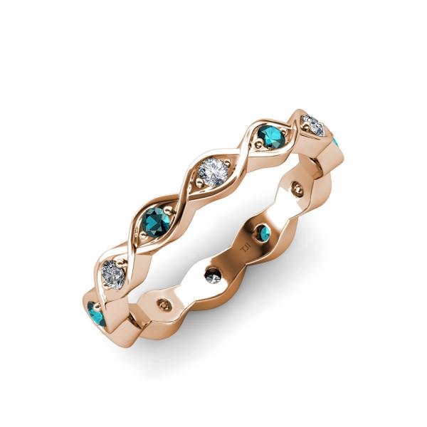 Breanna 2.20 mm London Blue Topaz and Diamond Eternity Band 