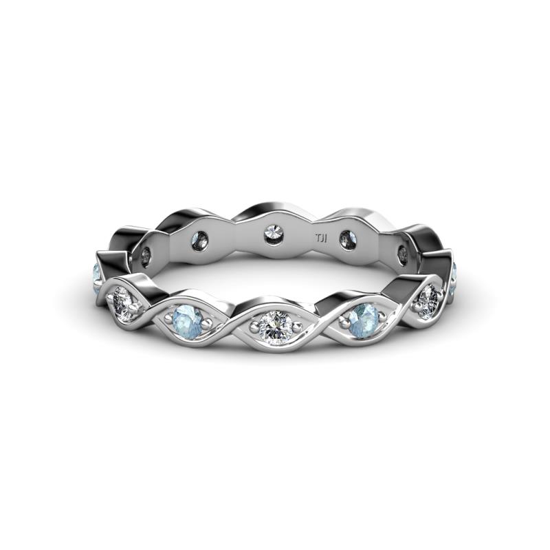 Breanna 2.20 mm Aquamarine and Lab Grown Diamond Eternity Band 