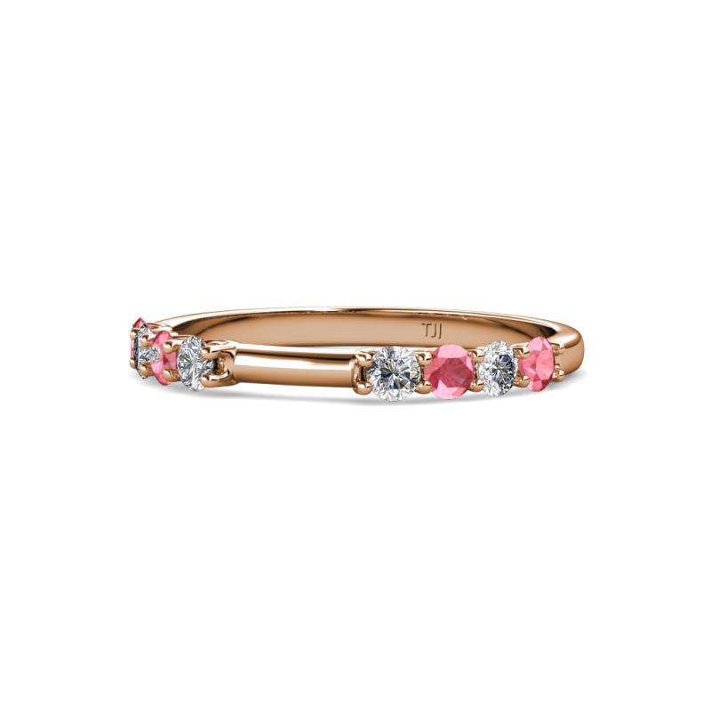 Alicia 2.60 mm Pink Tourmaline and Diamond 8 Stone Wedding Band 
